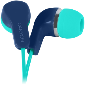 Căști stereo CANYON cu microfon în linie, verde+albastru