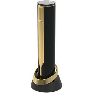 Prestigio Maggiore, smart wine opener, 100% automatic, opens up to 70 bottles without recharging, foil cutter included, premium design, 480mAh battery, Dimensions D 48*H228mm, black + gold color.
