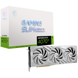 MSI Video Card Nvidia GeForce RTX 4070 Ti GAMING SLIM WHITE 12G, 12GB GDDR6X, 192-bit, 2730 MHz Boost, 7680 CUDA Cores, PCIe 4.0, 3x DP 1.4a, HDMI 2.1a, RAY TRACING, Triple Fan, 700W Recommended PSU, 3Y