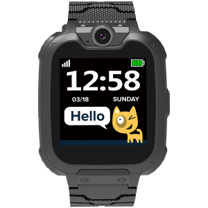 CANYON Tony KW-31, Kids smartwatch, 1.54 inch colorful screen, Camera 0.3MP, Mirco SIM card, 32+32MB, GSM(850/900/1800/1900MHz), 7 games inside, 380mAh battery, compatibility with iOS and android, Black, host: 54*42.6*13.6mm, strap: 230*20mm, 45g