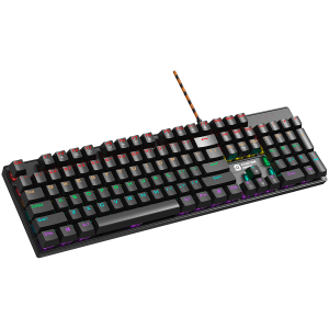 CANYON Canyon Deimos GK-4, Wired black Mechanical keyboard With colorful lighting system104PCS rainbow backlight LED,also can custmized backlight,1.8M braided cable length,rubber feet,English layout double injection,Numbers 104 keys,keycaps,0.7kg, Size 42