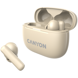 CANYON OnGo TWS-10 ANC+ENC, căști Bluetooth, microfon, BT v5.3 BT8922F, răspuns în frecvență: 20Hz-20kHz, baterie Căști 40mAh*2+carcă de încărcare 500mAH, lungime cablu tip C 24cm, dimensiune 63,97*265. mm 42,5 g, bej