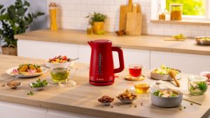 Electric kettle Bosch TWK3M124, MyMoment Plastic Kettle, 2400 W, 1.7 l, Cup indicator, Limescale filter, Triple safety function, Red