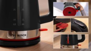 Електрическа кана Bosch TWK4M223, MyMoment Plastic Kettle, 2400 W, 1.7 l, Interior light, Cup indicator, Limescale filter, Triple safety function, Black