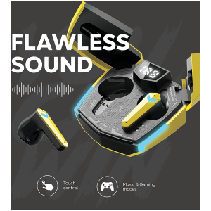 CANYON GTWS-2, Gaming True Wireless Headset, BT 5.3 stereo, 45ms low latency, 37.5 hours, USB-C, 0.046kg, yellow
