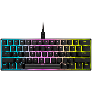 Tastatură mecanică pentru jocuri Corsair K65 RGB MINI 60%, LED RGB iluminat din spate, CHERRY MX SPEED, Negru, Tastaturi PBT negre, EAN:0840006635772