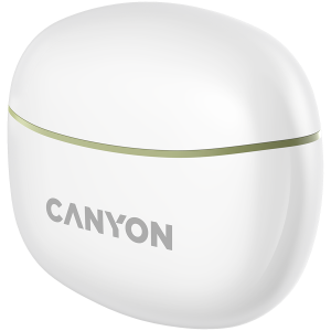 CANYON TWS-5, Bluetooth headset, with microphone, BT V5.3 JL 6983D4, Frequency Response:20Hz-20kHz, battery EarBud 40mAh*2+Charging Case 500mAh, type-C cable length 0.24m, Size: 58.5*52.91*25.5 mm, 0.036kg, Green