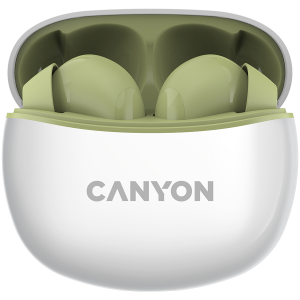 CANYON TWS-5, Căști Bluetooth, cu microfon, BT V5.3 JL 6983D4, Răspuns în frecvență: 20Hz-20kHz, baterie EarBud 40mAh*2+Carcasă de încărcare 500mAh, lungime cablu tip C 0.24m, Dimensiune: 58.5*52.91*25.91* mm, 0,036 kg, verde