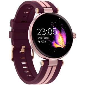 CANYON Semifreddo SW-61, Rtl8762dt, 1.19'' Amoled 390x390px, oncell TP, 192KB RAM, 3.7V 190mAh battery, Rosegold alumimum alloy case middle frame + plastic bottom case+pink and purple silicone strap +rosegold strap buckle. Strap: 261*18mm 37.8g