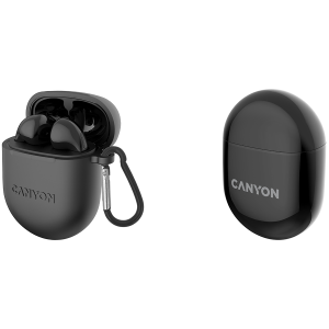 CANYON TWS-6, căști Bluetooth, cu microfon, BT V5.3 JL 6976D4, răspuns în frecvență: 20Hz-20kHz, acumulator EarBud 30mAh*2+Carcasă de încărcare 400mAh, lungime cablu tip C 0.24m, Dimensiune: 64*48*26mm , 0,040 kg, negru