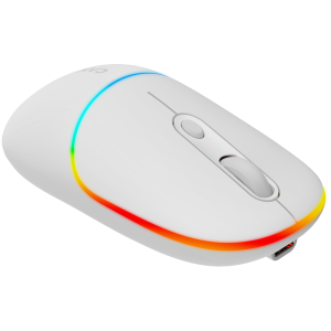 CANYON MW-22, 2 in 1 Wireless optical mouse with 4 buttons, Silent switch for right/left keys, DPI 800/1200/1600, 2 mode(BT/ 2.4GHz), 650mAh Li-poly battery, RGB backlight, Snow white , cable length 0.8m, 110*62*34.2mm, 0.085kg