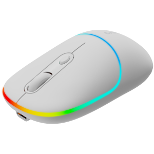 CANYON MW-22, 2 in 1 Wireless optical mouse with 4 buttons,Silent switch for right/left keys,DPI 800/1200/1600, 2 mode(BT/ 2.4GHz),  650mAh Li-poly battery,RGB backlight,Snow white, cable length 0.8m, 110*62*34.2mm, 0.085kg