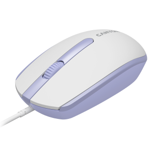Mouse optic cu fir Canyon cu 3 butoane, DPI 1000, cu cablu USB 1.5M, lavanda albă, 65*115*40mm, 0.1kg
