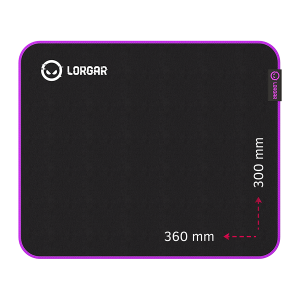 Lorgar Main 313, mouse pad pentru jocuri, suprafață de mare viteză, bază din cauciuc anti-alunecare violet, dimensiune: 360 mm x 300 mm x 3 mm, greutate 0,195 kg