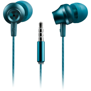 Căști stereo CANYON cu microfon, carcasă metalică, 1.2M, albastru-verde