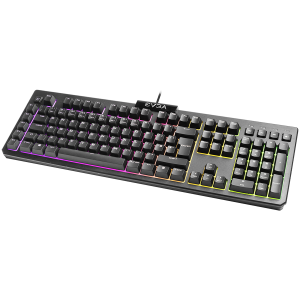 Tastatură pentru jocuri EVGA Z12 RGB, LED retroiluminat RGB, 5 taste macro programabile, taste media dedicate, rezistentă la apă