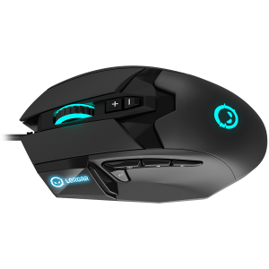 LORGAR Stricter 579, gaming mouse, 9 programmable buttons, Pixart PMW3336 sensor, DPI up to 12,000, 50 million clicks buttons lifespan, 2 switches, built-in display, 1.8m USB soft silicone cable, Matt UV coating with glossy parts and RGB lights with 4 LED