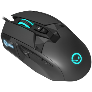 LORGAR Stricter 579, gaming mouse, 9 programmable buttons, Pixart PMW3336 sensor, DPI up to 12,000, 50 million clicks buttons lifespan, 2 switches, built-in display, 1.8m USB soft silicone cable, Matt UV coating with glossy parts and RGB lights with 4 LED
