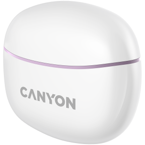 CANYON TWS-5, căști Bluetooth, cu microfon, BT V5.3 JL 6983D4, răspuns în frecvență: 20Hz-20kHz, acumulator EarBud 40mAh*2+Carcasă de încărcare 500mAh, lungime cablu tip C 0.24m, dimensiune: 58.5*52.91*25.51* mm, 0,036 kg, violet