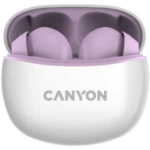 CANYON TWS-5, Bluetooth headset, with microphone, BT V5.3 JL 6983D4, Frequency Response:20Hz-20kHz, battery EarBud 40mAh*2+Charging Case 500mAh, type-C cable length 0.24m, size: 58.5*52.91*25.5 mm, 0.036kg, Purple