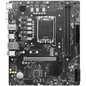 MSI PRO H610M-E, mATX, LGA 1700, Dual Channel DDR5 5600+MHz, 1x slot PCIe x16, 1x slot M.2, 1x HDMI, 1x VGA, 2x USB 3.2 Gen 1, 4x USB 2.0, 7.1 HD Audio, Realtek Codec ALC897, 3Y