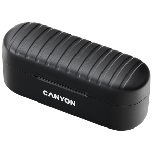 CANYON TWS-1, Bluetooth headset, with microphone, BT V5.0, Bluetrum AB5376A2, battery EarBud 45mAh*2+Charging Case 300mAh, cable length 0.3m, 66*28*24mm, 0.04kg, Black