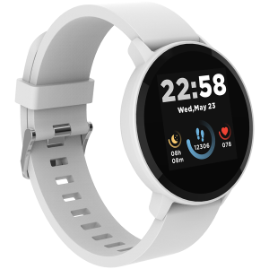 CANYON Lollypop SW-63, Smart watch, 1.3inches IPS full touch screen, Round watch, IP68 waterproof, multi-sport mode, BT5.0, compatibility with iOS and android, Silver white, Host: 25.2*42.5*10.7mm, Strap: 20*250mm, 45g