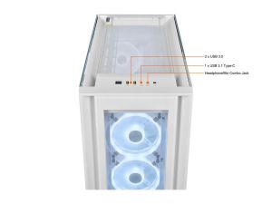 Case Corsair iCUE 5000X RGB QL Edition Mid Tower, Tempered Glass, White