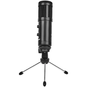 LORGAR Soner 313, Gaming Microphone, USB condenser microphone with Volume Knob & Echo Knob, Frequency Response: 80 Hz—17 kHz, including 1x Microphone, 1 x 2.5M USB Cable, 1 x Tripod Stand, dimensions: Ø47.4*158.2*48.1mm, weight: 243.0g, Black
