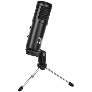 LORGAR Soner 313, Gaming Microphone, USB condenser microphone with Volume Knob & Echo Knob, Frequency Response: 80 Hz—17 kHz, including 1x Microphone, 1 x 2.5M USB Cable, 1 x Tripod Stand, dimensions: Ø47.4*158.2* 48.1mm, weight: 243.0g, Black