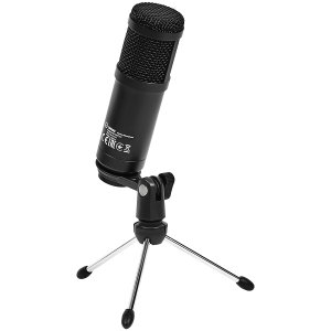 LORGAR Soner 313, Microfon pentru jocuri, microfon condensator USB cu buton de volum și butonul de eco, răspuns în frecvență: 80 Hz—17 kHz, inclusiv 1x microfon, 1 x cablu USB de 2,5 m, 1 x suport trepied, dimensiuni: Ø47,4*158,2* 48,1 mm, greutate: 243,0