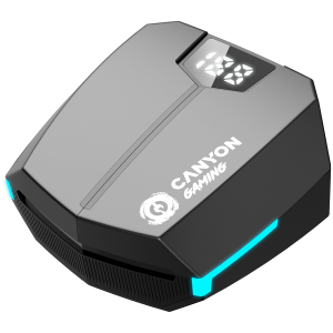 CANYON GTWS-2, Căști fără fir real pentru jocuri, stereo BT 5.3, latență scăzută de 45 ms, 37,5 ore, USB-C, 0,046 kg, negru