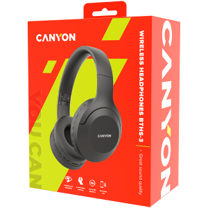 CANYON BTHS-3, Căști Bluetooth Canyon, cu microfon, BT V5.1 JL6956, baterie 300mAh, mufa de încărcare tip C, material PU, dimensiune:168*190*78mm, cablu de încărcare 30cm și cablu audio 100cm, Gri închis