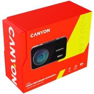Canyon DVR10GPS, 3.0 inchi IPS (640x360), FHD 1920x1080@60fps, NTK96675, 2 MP CMOS Senzor de imagine Sony Starvis IMX307, cameră de 2 MP, Unghi de vizualizare 136°, Wi-Fi, GPS, bază de date camere video, USB Type-C , Supercondensator, Vedere nocturnă, Det