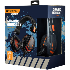 CANYON Fobos GH-3A, Gaming headset 3.5mm jack with microphone and volume control, with 2in1 3.5mm adapter, cable 2M, Black, 0.36kg