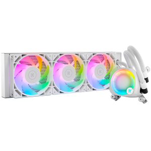 EK-Nucleus AIO CR360 Lux D-RGB - White, 3x EK-FPT FAN 120 D-RGB PWM fans, Rotatable ARGB Pump Top, Intel Sockets LGA: 1150, 1151, 1155, 1156, 1200, 1700, 2011, 2011-3, 2066, AMD Sockets: AM4, AM5, 5 Year Warranty