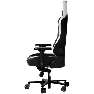 LORGAR Base 311, Gaming chair, PU eco-leather, 1.8 mm metal frame, multiblock mechanism, 4D armrests, 5 Star aluminum base, Class-4 gas lift, 75mm PU casters, Black + white
