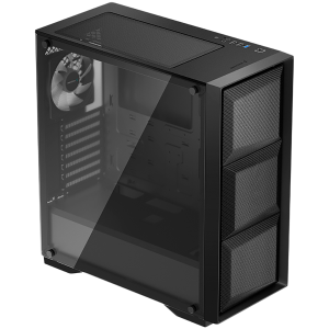 DeepCool MATREXX 50 MESH 4FS, Mid Tower, Mini-ITX/Micro-ATX/ATX/E-ATX, 1xUSB3.0, 2xUSB2.0, 1xAudio, 4x 120mm Tri-color LED Fans, Tempered Glass, Mesh Panel, Black