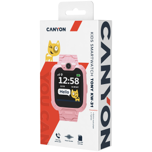 CANYON Tony KW-31, Ceas inteligent pentru copii, ecran colorat de 1,54 inch, Cameră 0,3MP, cartelă SIM Mirco, 32+32MB, GSM(850/900/1800/1900MHz), 7 jocuri în interior, baterie de 380mAh, compatibilitate cu iOS și Android, roșu, gazdă: 54*42,6*13,6mm, cure