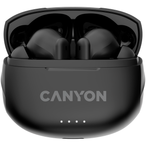 CANYON TWS-8, Bluetooth headset, with microphone, with ENC, BT V5.3 JL 6976D4, Frequency Response:20Hz-20kHz, battery EarBud 40mAh*2+Charging Case 470mAh, type-C cable length 0.24m, Size: 59* 48.8*25.5mm, 0.041kg, Black