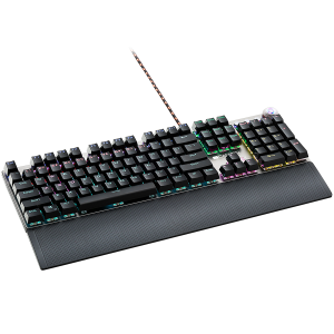 CANYON Nightfall GK-7, Wired Gaming Keyboard, Black 104 mechanical switches, 60 million times key life, 22 types of lights, Removable magnetic wrist rest, 4 Multifunctional control knob, Trigger actuation 1.5mm, 1.6m Braided cable, US layout, dark gray, s