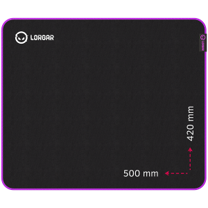 Lorgar Main 315, mouse pad pentru jocuri, suprafață de mare viteză, bază din cauciuc anti-alunecare violet, dimensiune: 500 mm x 420 mm x 3 mm, greutate 0,39 kg