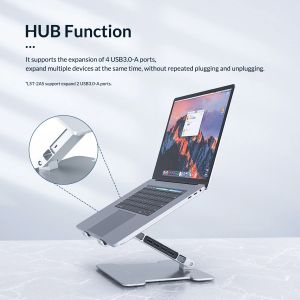 Suport pentru laptop Orico din aluminiu Suport pentru laptop - aluminiu, 2 x USB3.0, cititor de carduri, până la 15,6 inchi - LST-2AS-SV