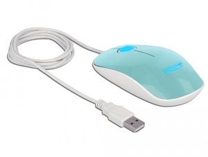Mouse optic DeLock, USB-A, cablu 1,3 m, USB, 1200 dpi, turcoaz