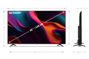 Television Sharp 50GL4260E, 50" LED Google TV, 4K Ultra HD 3840x2160 Frameless, AQUOS, 1,000,000:1, DVB-T/T2/C/S/S2, Active Motion 1000, HDR10, Dolby Atmos, Dolby Vision, Google Assistant , Chromecast Built-in, HDMI 2.1 with eARC, 3.5mm Headphone jack / l