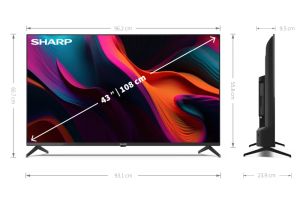 Televizor Sharp 43GL4260, Google TV LED de 43 inchi, 4K Ultra HD 3840x2160 fără cadru, AQUOS, 1.000.000:1, DVB-T/T2/C/S/S2, Active Motion 1000, HDR10, Dolby Atmos, Dolby Vision, Google Assistant, Chromecast Încorporat, HDMI 2.1 cu eARC, mufă/lin pentru că