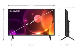 Televizor Sharp 40FA2E, televizor LED de 40 inchi, FULL HD 1920x1080, DVB-T/T2/C/S/S2, Active Motion 100, 1.000.000:1, difuzor 2x8W, Dolby Digital, 3xHDMI, CI+, 2xUSB (video/intrare audio) 3 x RCA), Mod Hotel, Stand cu 2 poli