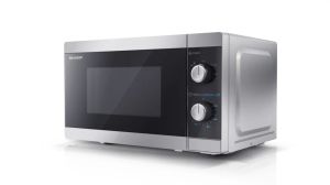 Microwave oven Sharp YC-MS01E-S, Manual control, Cavity Material -steel, 20l, 800 W, Defrost, Silver/Black door, Cabinet Colour: Silver