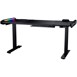 COUGAR E-MARS - Electrical Gaming Desk, Dual Elevated Motors, Adjusting Lever and Memory Heights, Automatic Safety Brake, RGB Lighting, 1533x771(mm), RGB Button/USB 3.0 Type-C x1/USB 3.0 Type-A x2/Type- C Monitor Extension/Audio Jacks x2