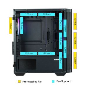 Zalman кутия Case mATX - M4 Black - Addressable RGB, Tempered Glass, 4 fans included